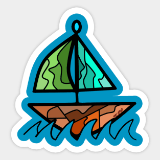 Boating away Sticker